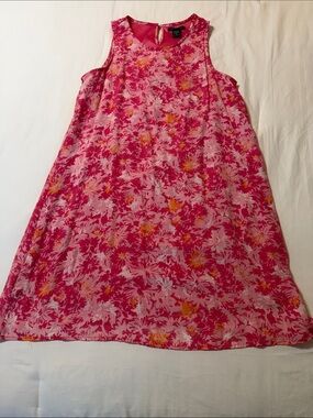 Robert Louis Lined' Pink Floral Sleeveless Dress. Med